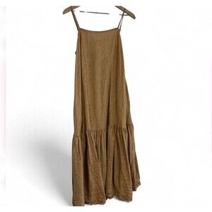 Beachwood Baby Dress Linen Spaghetti Strap Midi Minimalist Neutral One Size
